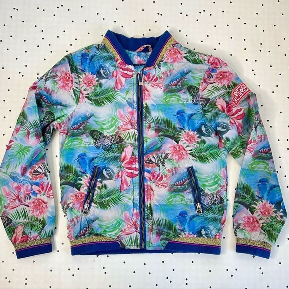🌸 PETROL INDUSTRIES 🌸 Hawaiian windbreaker jacket kids size 140 cm 10 tropical - Picture 1 of 16
